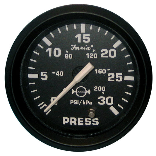 Suncoast Marine and Auto offers Faria Euro Black 2" Water Pressure Gauge (30 PSI) [12810]