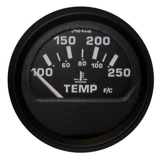 Suncoast Marine and Auto offers Faria Euro Black 2" Water Temperature Gauge (100-250 DegreeF) [12812]