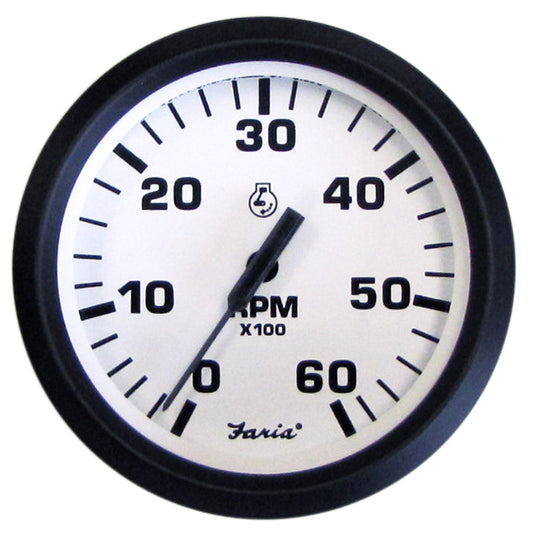 Suncoast Marine and Auto offers Faria Euro White 4" Tachometer - 6000 RPM (Gas) (Inboard I/O) [32904]