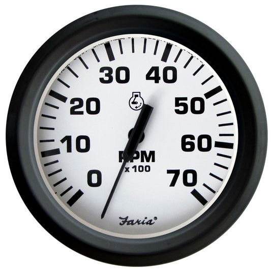 Suncoast Marine and Auto offers Faria Euro White 4" Tachometer 7000 RPM (Gas) (Outboards) [32905]