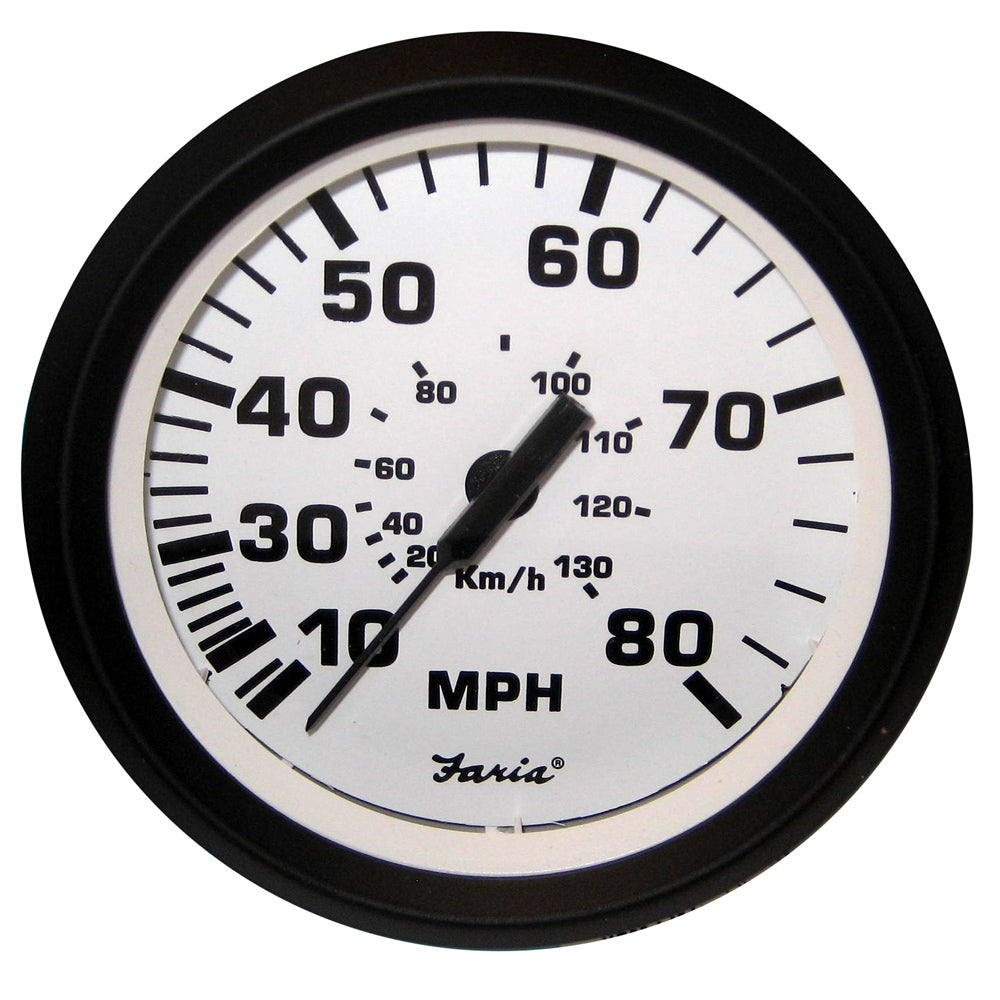 Suncoast Marine and Auto offers Faria Euro White 4" Speedometer - 80MPH (Pitot) [32910]