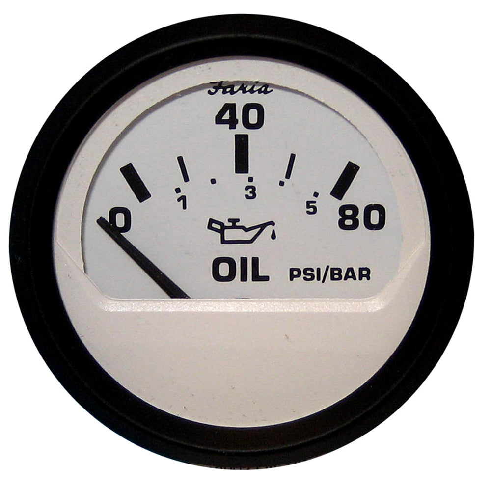 Suncoast Marine and Auto offers Faria Euro White 2" Oil Pressure Gauge (80 PSI) [12902]