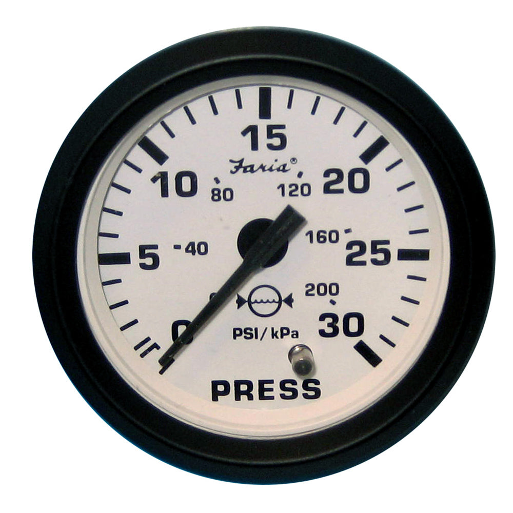 Suncoast Marine and Auto offers Faria Euro White 2" Water Pressure Gauge (30 PSI) [12903]