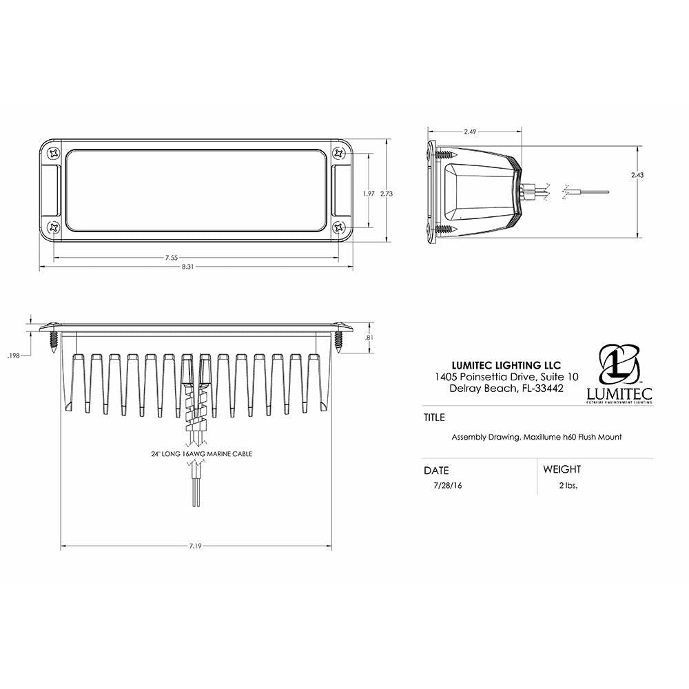 Suncoast Marine and Auto offers Lumitec Maxillumeh60 - Flush Mount Flood Light - White Housing - White Dimming [101336]