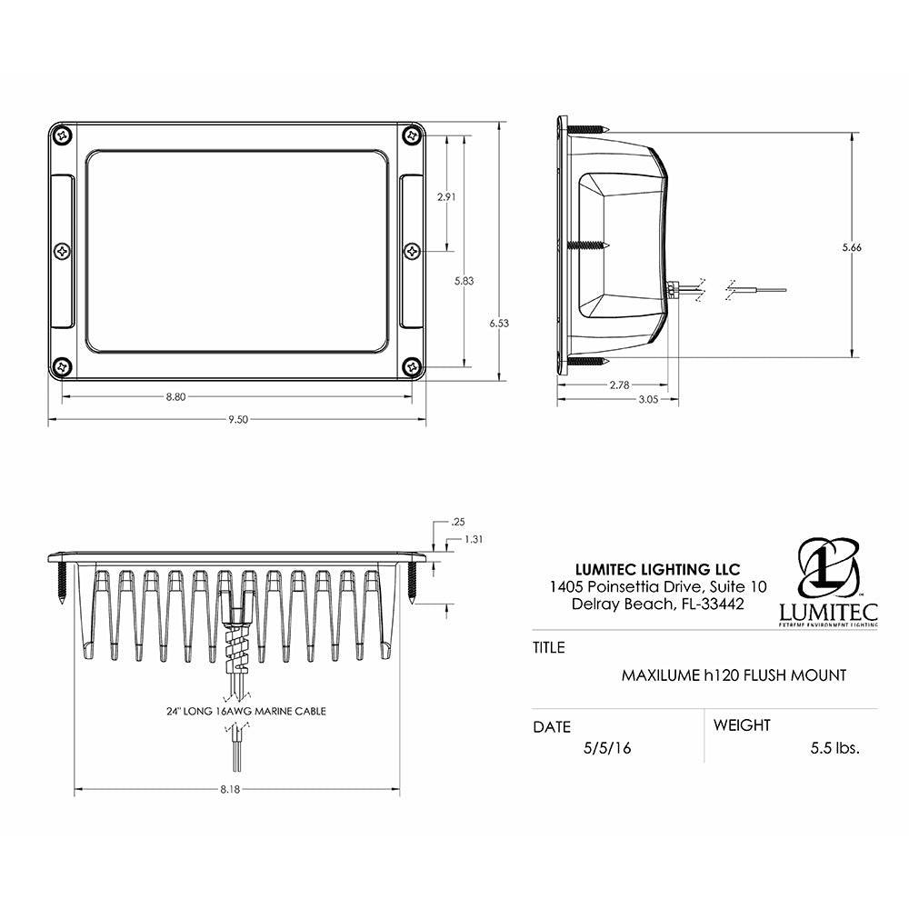 Suncoast Marine and Auto offers Lumitec Maxillume h120 - Flush Mount Flood Light - White Housing - White Dimming [101348]