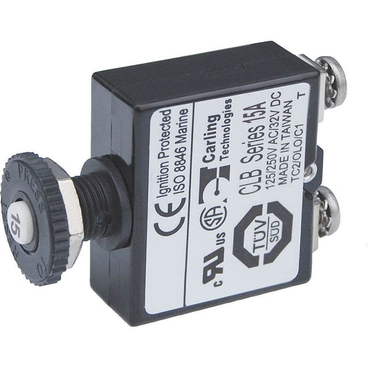 Suncoast Marine and Auto offers Blue Sea Push Button Reset Only Screw Terminal Circuit Breaker - 15 Amps [2133]