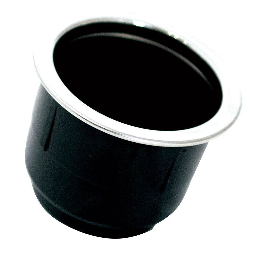 Suncoast Marine and Auto offers Tigress Black Plastic Cup Holder Insert w/SS Ring On Top [PCHE-BP]