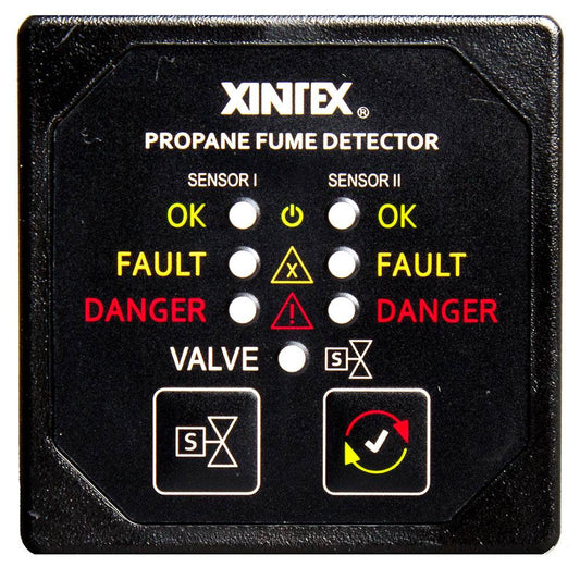 Suncoast Marine and Auto offers Fireboy-Xintex Propane Fume Detector Alarm w/2 Plastic Sensors Solenoid Valve - Square Black Bezel Display [P-2BS-R]