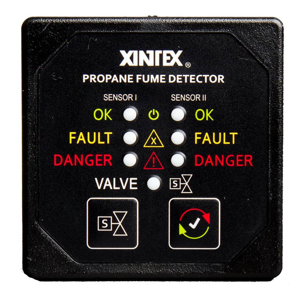 Suncoast Marine and Auto offers Fireboy-Xintex Propane Fume Detector w/2 Plastic Sensors - No Solenoid Valve - Square Black Bezel Display [P-2BNV-R]