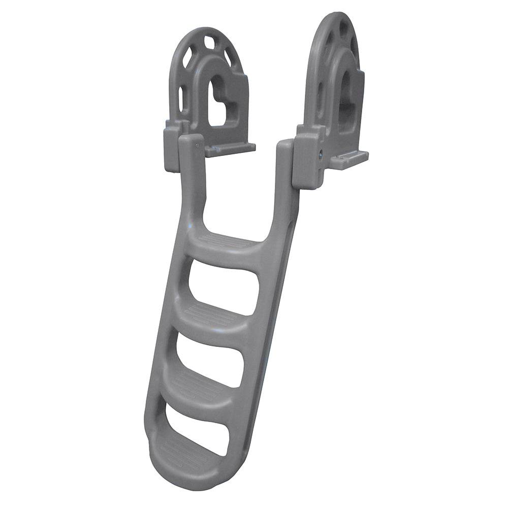 Suncoast Marine and Auto offers Dock Edge Stand-Off Flip-Up Polyethylene Roto Molded 4-Step Dock Ladder - Grey [2084-F]