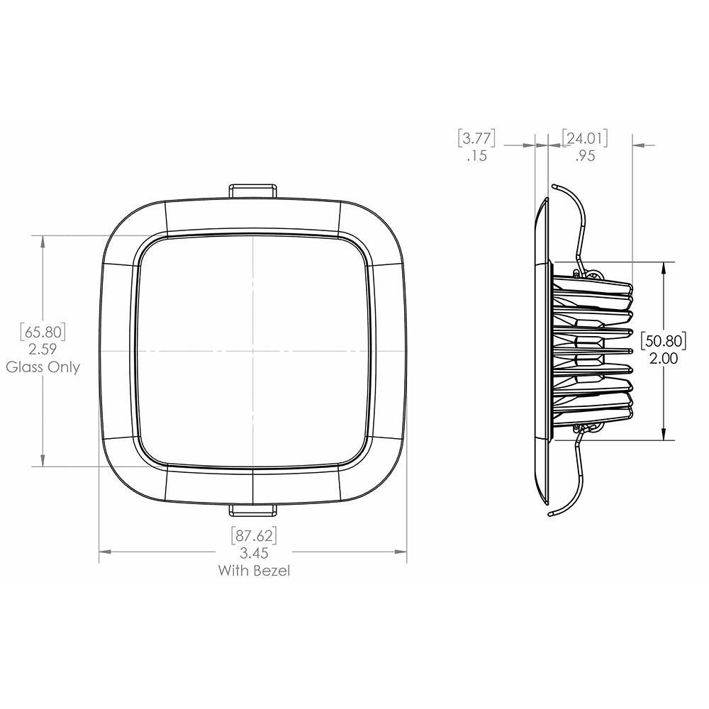 Suncoast Marine and Auto offers Lumitec Square Mirage Down Light - White Dimming, Red/Blue Non-Dimming - Polished Bezel [116118]