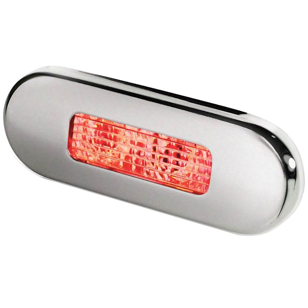 Suncoast Marine and Auto offers Hella Marine Surface Mount Oblong LED Courtesy Lamp - Red LED - Stainless Steel Bezel [980869501]