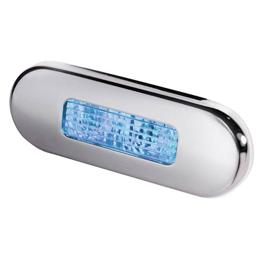 Suncoast Marine and Auto offers Hella Marine Surface Mount Oblong LED Courtesy Lamp - Blue LED - Stainless Steel Bezel [980869601]