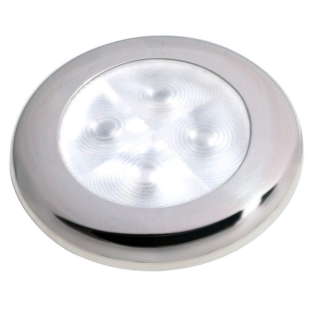 Suncoast Marine and Auto offers Hella Marine Slim Line LED 'Enhanced Brightness' Round Courtesy Lamp - White LED - Stainless Steel Bezel - 12V [980500521]