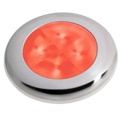 Suncoast Marine and Auto offers Hella Marine Slim Line LED 'Enhanced Brightness' Round Courtesy Lamp - Red LED - Stainless Steel Bezel - 12V [980507221]