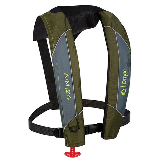 Suncoast Marine and Auto offers Onyx A/M-24 Automatic/Manual Inflatable PFD Life Jacket - Green [132000-400-004-18]