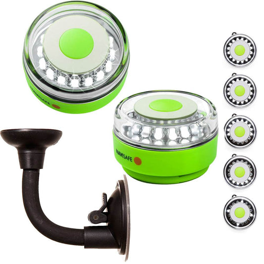 Suncoast Marine and Auto offers Navisafe Portable Navilight 360 2NM Rescue - Glow In The Dark - Green w/Bendable Suction Cup Mount [010KIT2]