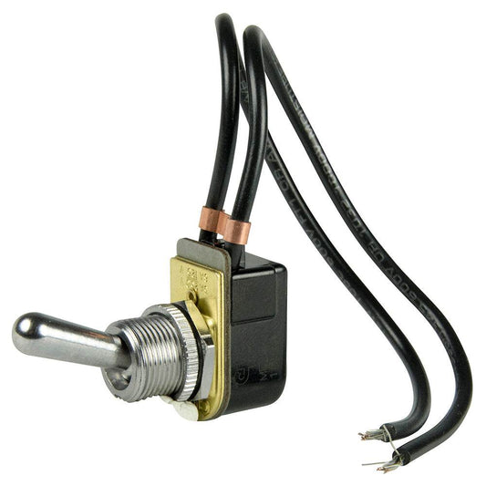 Suncoast Marine and Auto offers BEP SPST Chrome Plated Toggle Switch Wire Leads - ON/OFF [1002023]