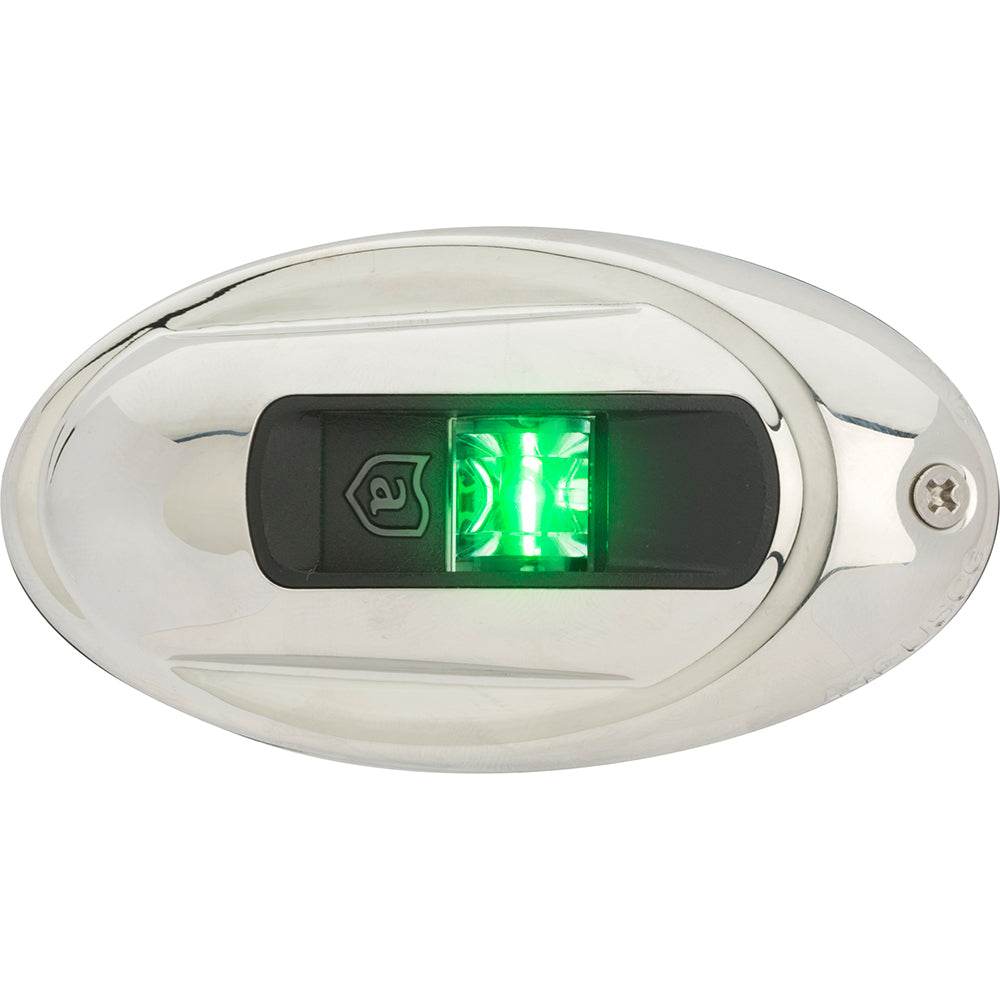 Suncoast Marine and Auto offers Attwood LightArmor Vertical Surface Mount Navigation Light - Oval - Starboard (green) - Stainless Steel - 2NM [NV4012SSG-7]