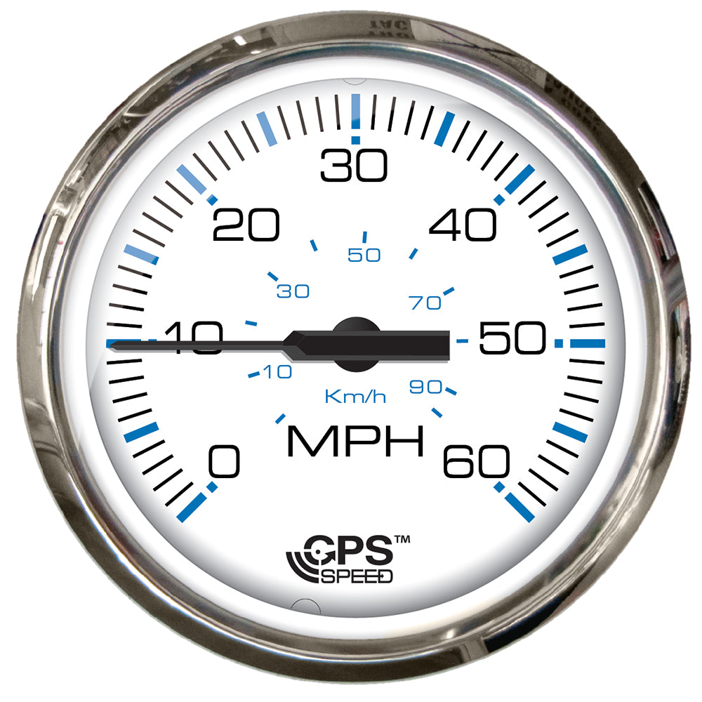 Suncoast Marine and Auto offers Faria Chesapeake White SS 4" Studded Speedometer - 60MPH (GPS) [33839]