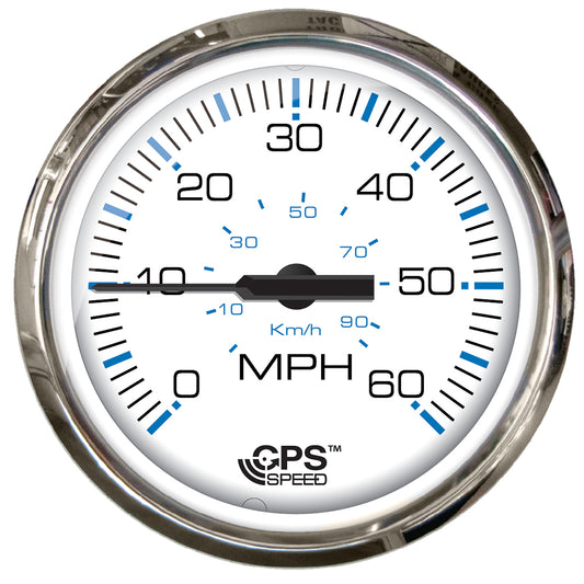 Suncoast Marine and Auto offers Faria Chesapeake White SS 4" Studded Speedometer - 60MPH (GPS) [33839]