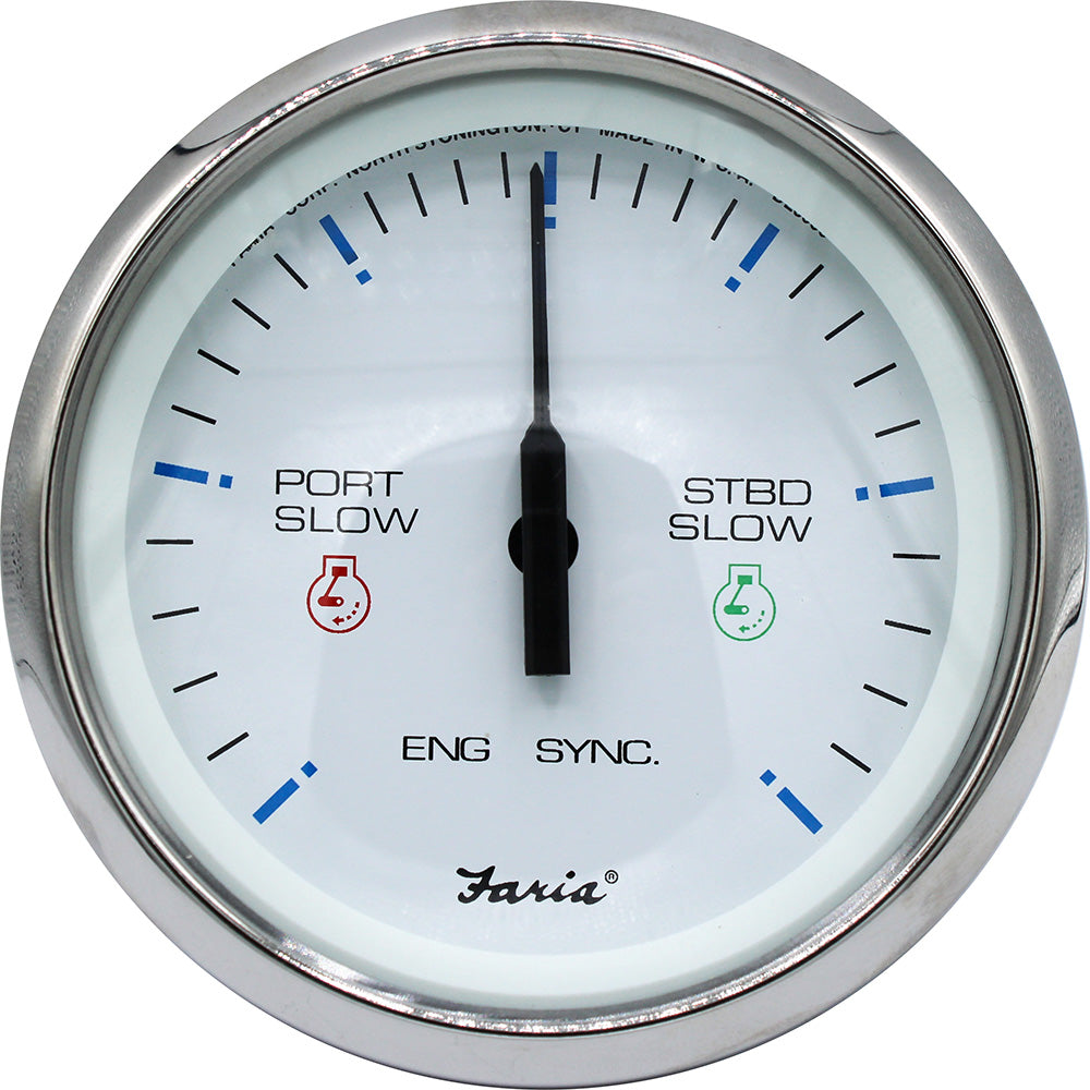 Suncoast Marine and Auto offers Faria 4" Chesapeake SS White Engine Synchronizer - Dual Gas Var Ratio Alt Diesel [33801]