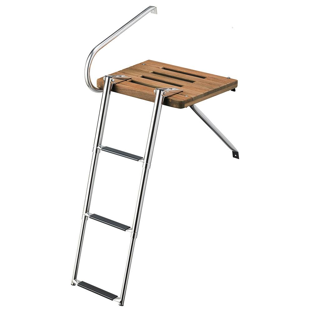 Suncoast Marine and Auto offers Whitecap Teak Swim Platform w/3-Step Telescoping Ladder f/Boats w/Outboard Motors [68902]