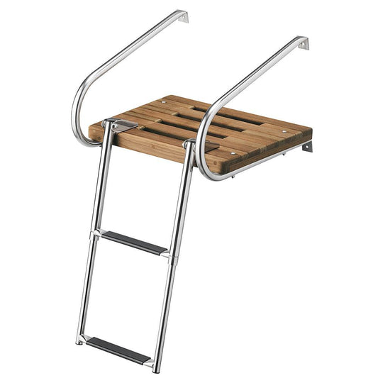 Suncoast Marine and Auto offers Whitecap Teak Swim Platform w/2-Step Telescoping Ladder f/Boats w/Inboard/Outboard Motors [68904]