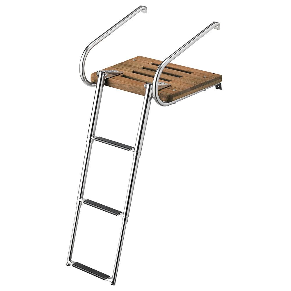 Suncoast Marine and Auto offers Whitecap Teak Swim Platform w/3-Step Telescoping Ladder f/Boats w/Inboard/Outboard Motors [68906]