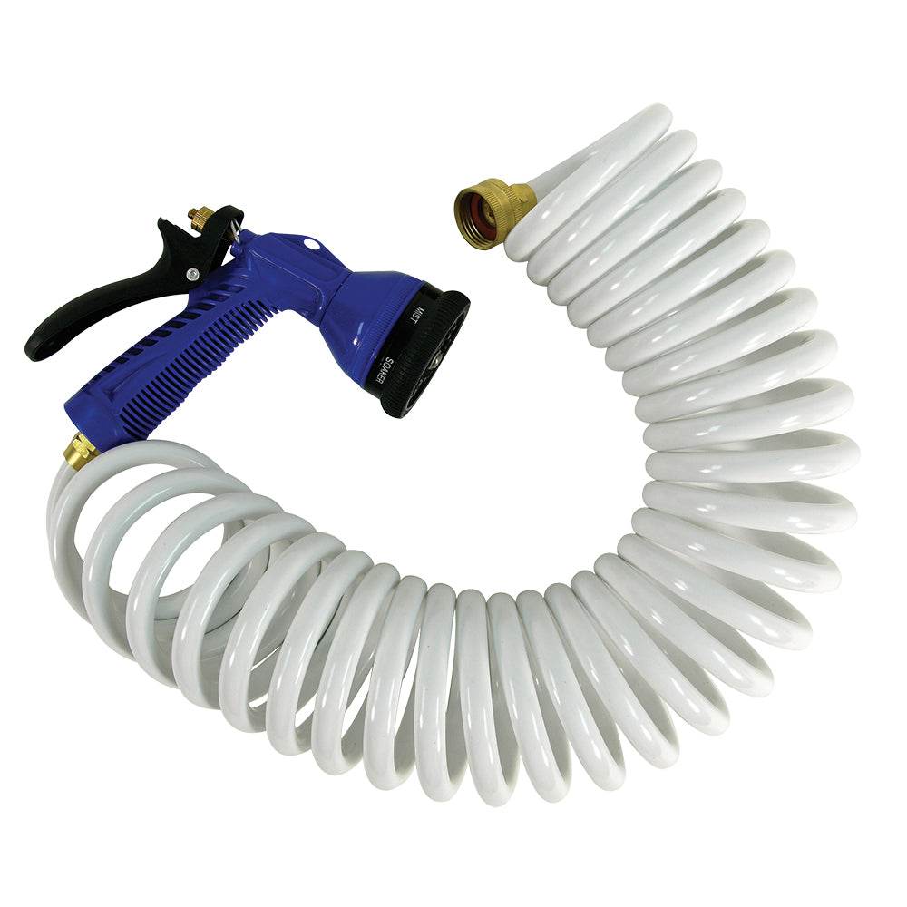 Suncoast Marine and Auto offers Whitecap 15 White Coiled Hose w/Adjustable Nozzle [P-0440]