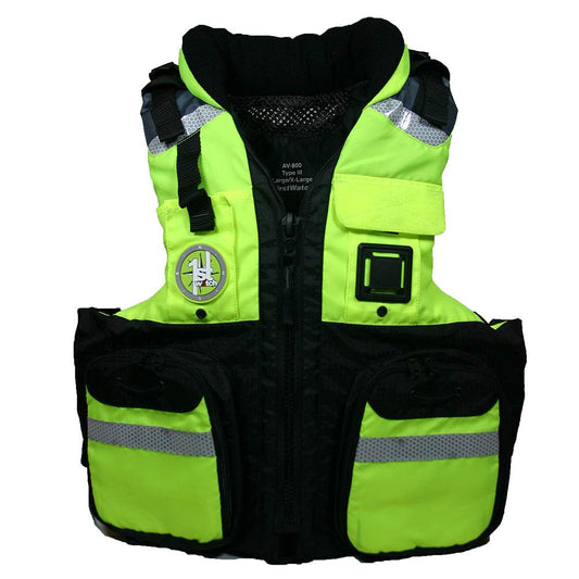 Suncoast Marine and Auto offers First Watch AV-800 Four Pocket Flotation Vest - Hi-Vis Yellow - Small to Medium [AV-800-HV-S/M]