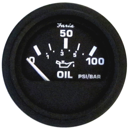 Suncoast Marine and Auto offers Faria Euro Black 2" Oil Pressure Gauge (100 PSI) [12845]