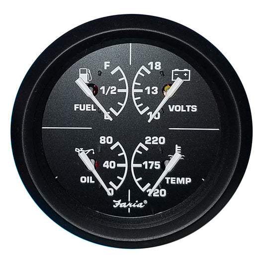 Suncoast Marine and Auto offers Faria Euro Black 4" Multifunction Gauge - Volt/Fuel/Oil/Water Temperature [32851]