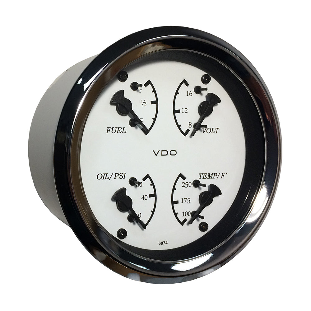 Suncoast Marine and Auto offers VDO Cockpit Marine 85mm (3-3/8") 4 in 1 Gauge - White Dial/Bezel [110-15800]