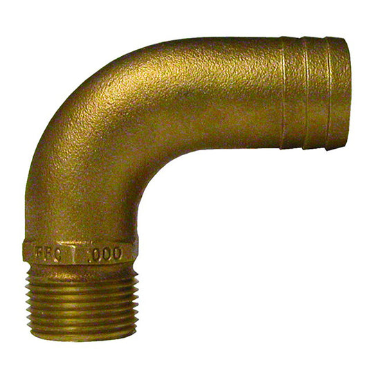 Suncoast Marine and Auto offers GROCO 1/2" NPT x 3/4" ID Bronze Full Flow 90 Elbow Pipe to Hose Fitting [FFC-500]