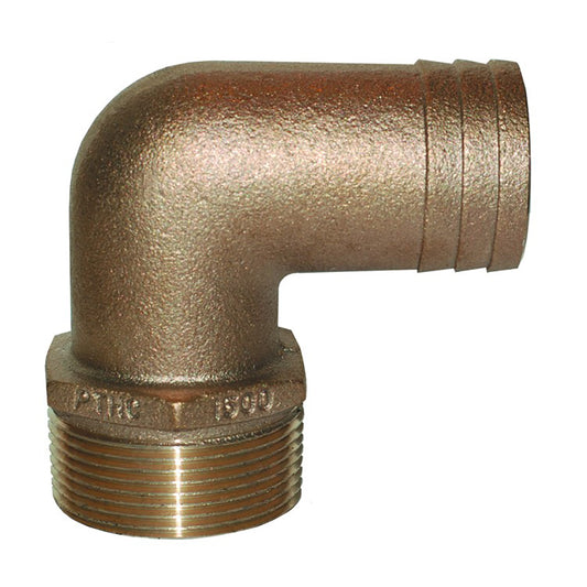 Suncoast Marine and Auto offers GROCO 3/4" NPT x 3/4" ID Bronze 90 Degree Pipe to Hose Fitting Standard Flow Elbow [PTHC-750]