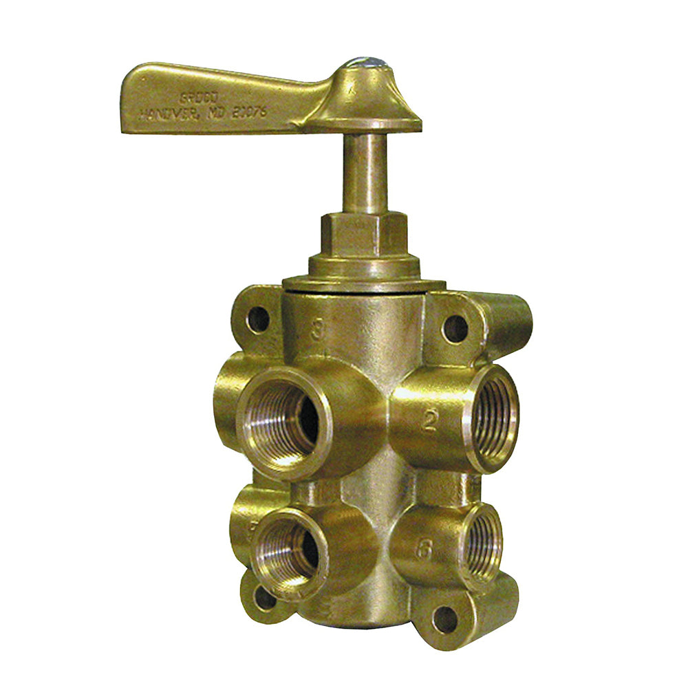 Suncoast Marine and Auto offers GROCO 6-Port NPT Bronze Fuel Valve 1/2" Main - 3/8" Return [FV-65038]