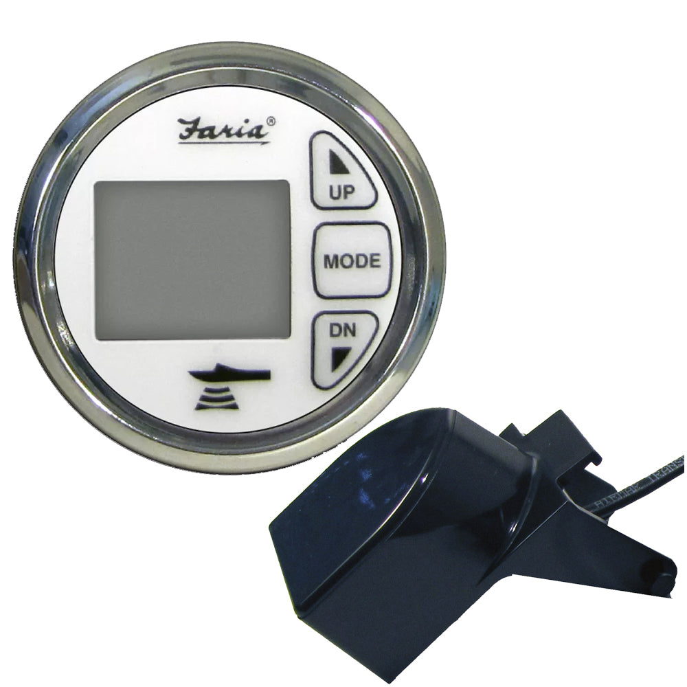 Suncoast Marine and Auto offers Faria Chesapeake White SS 2" Dual Depth Temp Sounder w/Transom Mount Transducer [13852]