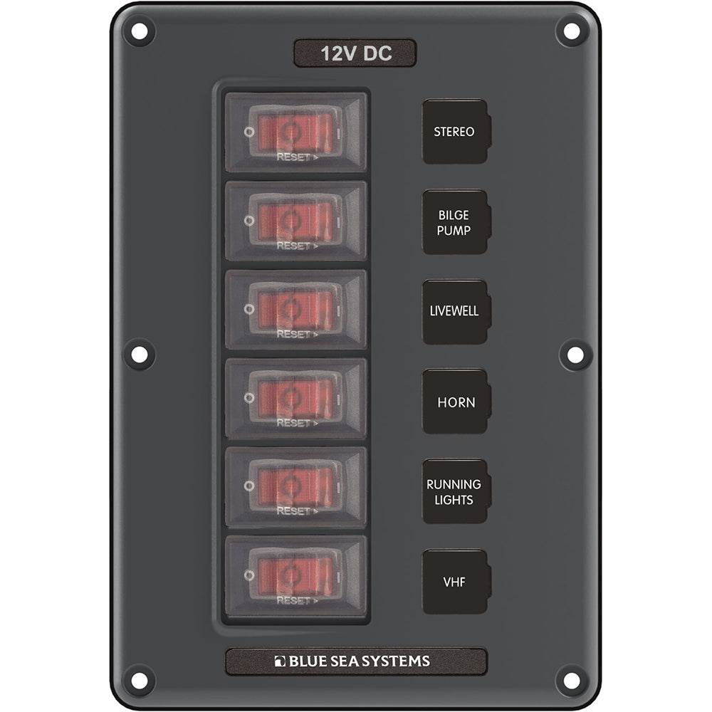 Suncoast Marine and Auto offers Blue Sea 4322 Circuit Breaker Switch Panel 6 Position - Gray [4322]