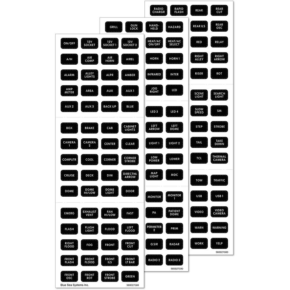 Suncoast Marine and Auto offers Blue Sea 7870 Black 180 Label Set - Emergency Vehicles [7870]