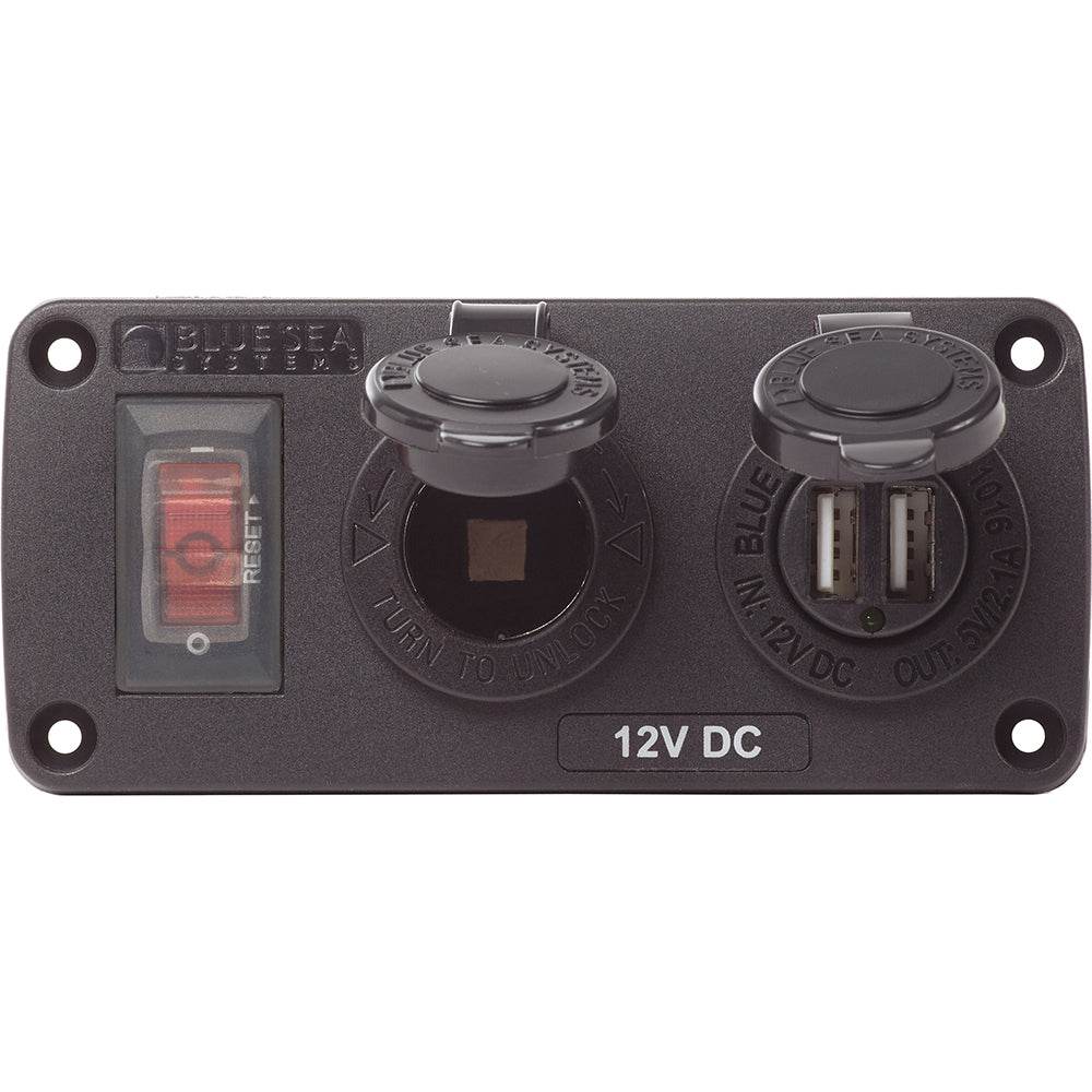 Suncoast Marine and Auto offers Blue Sea 4363 Water Resistant USB Accessory Panels - 15A Circuit Breaker, 12V Socket, 2.1A Dual USB Charger [4363]