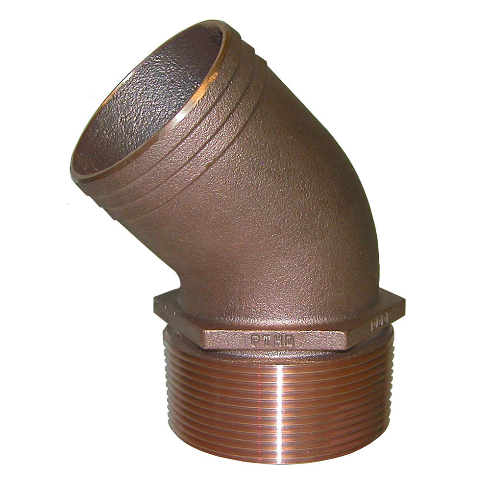 Suncoast Marine and Auto offers GROCO 3/4" NPT Bronze 45 Degree Pipe to 3/4" Hose [PTHD-750]