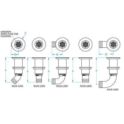 Suncoast Marine and Auto offers GROCO 1-1/4" Hose Barb Stainless 90 Degree Deck Drain [SCUS-1290]