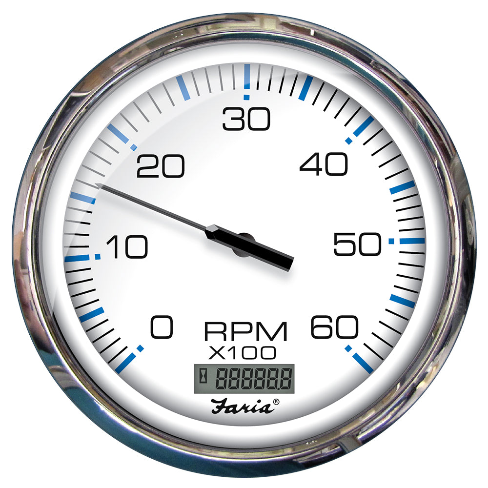 Suncoast Marine and Auto offers Faria Chesapeake White SS 5" Tachometer w/Digital Hourmeter - 6000 RPM (Gas) (Inboard) [33863]