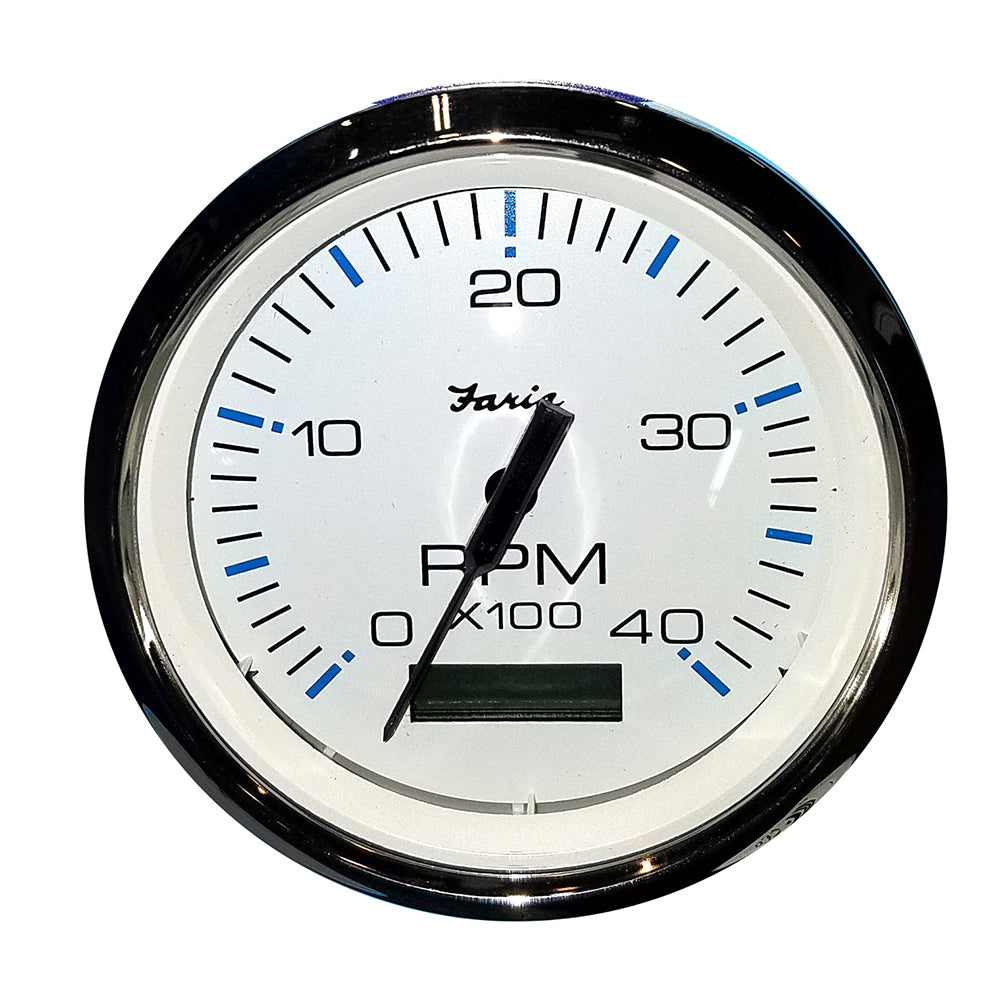 Suncoast Marine and Auto offers Faria Chesapeake White SS 4" Tachometer w/Hourmeter (4000 RPM) (Diesel) (Mech. Takeoff Var. Ratio Alt) [33834]