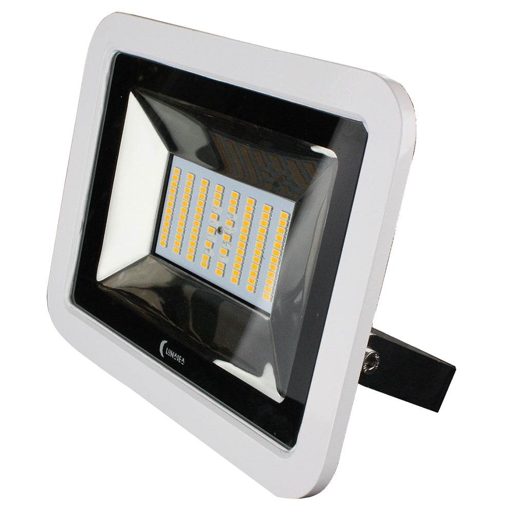 Suncoast Marine and Auto offers Lunasea 35W Slimline LED Floodlight, 12/24V, Cool White, 4800 Lumens, 3 Cord - White Housing [LLB-36MN-81-00]