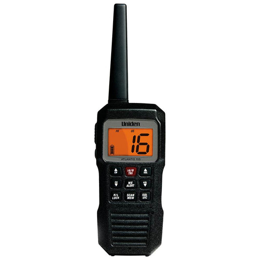 Suncoast Marine and Auto offers Uniden Atlantis 155 Handheld Two-Way VHF Floating Marine Radio [ATLANTIS 155]