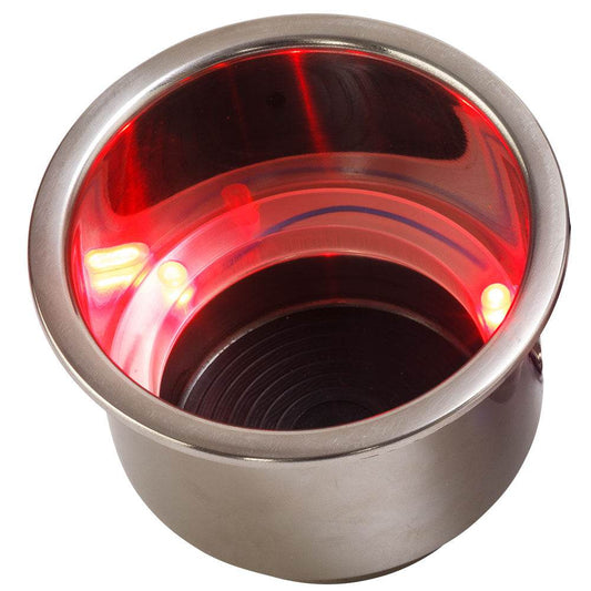 Suncoast Marine and Auto offers Sea-Dog LED Flush Mount Combo Drink Holder w/Drain Fitting - Red LED [588071-1]