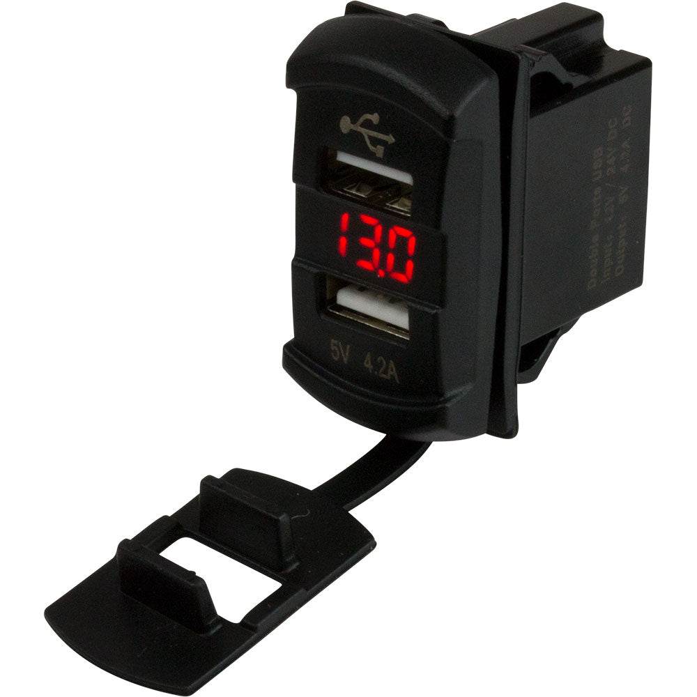 Suncoast Marine and Auto offers Sea-Dog Dual USB Rocker Switch Style Voltmeter w/Hidden Display [426527-1]