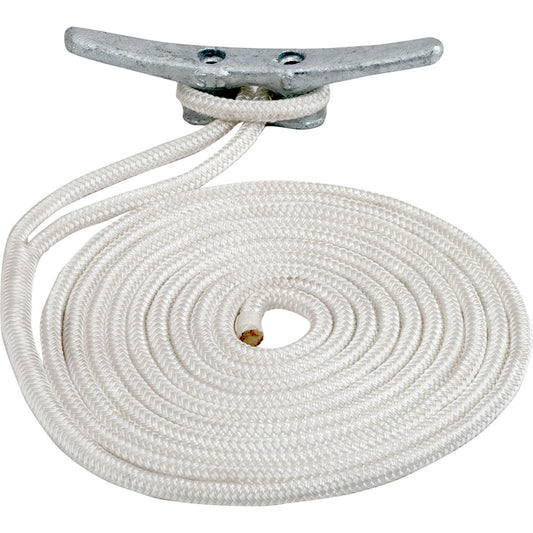 Suncoast Marine and Auto offers Sea-Dog Double Braided Nylon Dock Line - 1/2" x 15 - White [302112015WH-1]